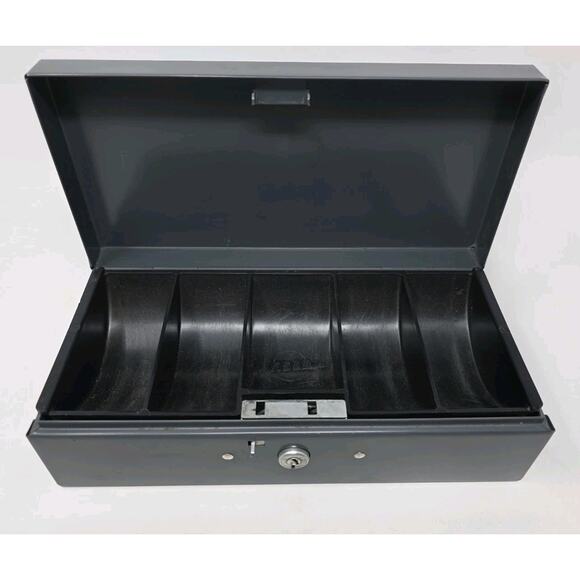 Mid Century Metal Money Box Vintage Grey Mold Master 10x5x3 No Key - Picture 8 of 13